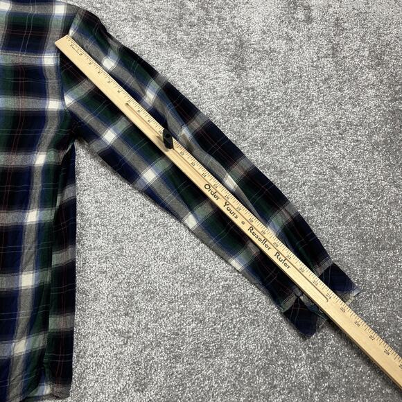 Salt Valley Flannel Shirt Mens Large Rayon Western Plaid Button Up *Distressed* - Picture 15 of 16